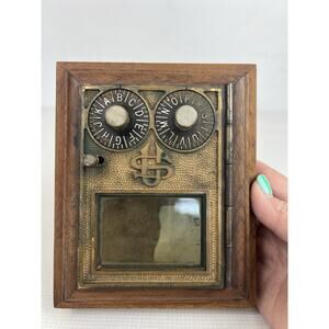 Vintage US Post Office Box Dual Dial Beautiful Wood And Brass W/ Combo